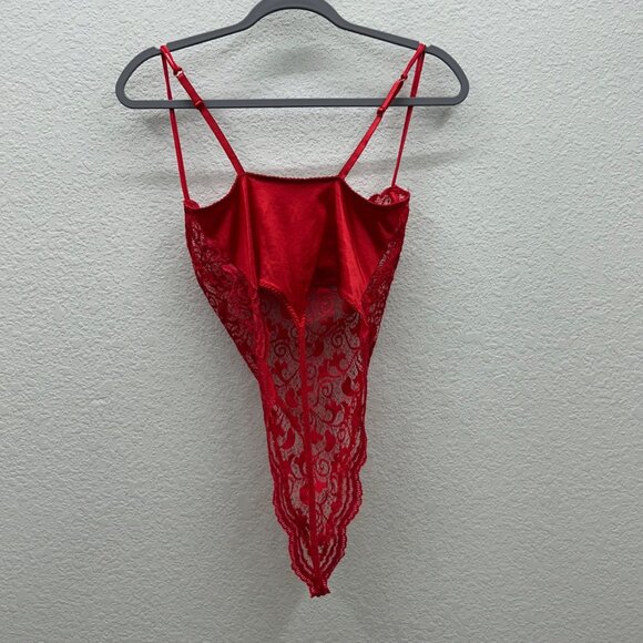 VTG Victorias Secret Gold Label Red Lace Teddy Bodysuit Lingerie 7867 Womens 36C - Picture 8 of 10